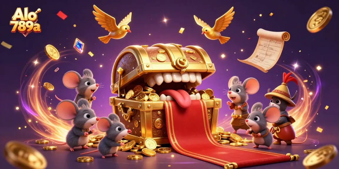 Bet on Alo 789a as adventurer mice engage in an exciting cockfighting arena filled with treasures.