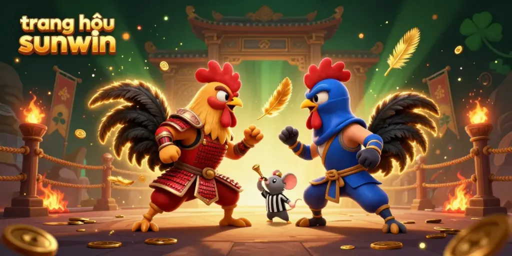 Experience exciting gameplay at trang chủ sunwin featuring cartoon roosters in a dynamic standoff.