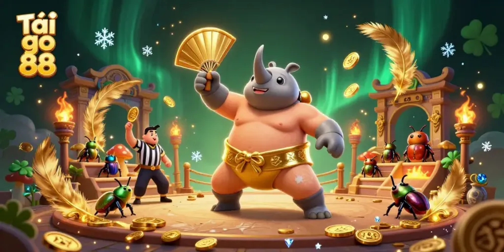 Engage in Tải go 88 casino excitement with 3D beetle athletes in a dynamic arena.