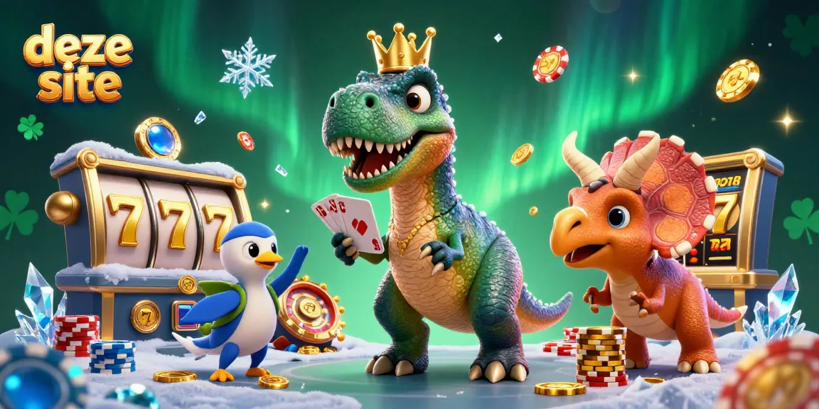 Win big at deze site with exciting casino games featuring a friendly T-Rex and fun creatures