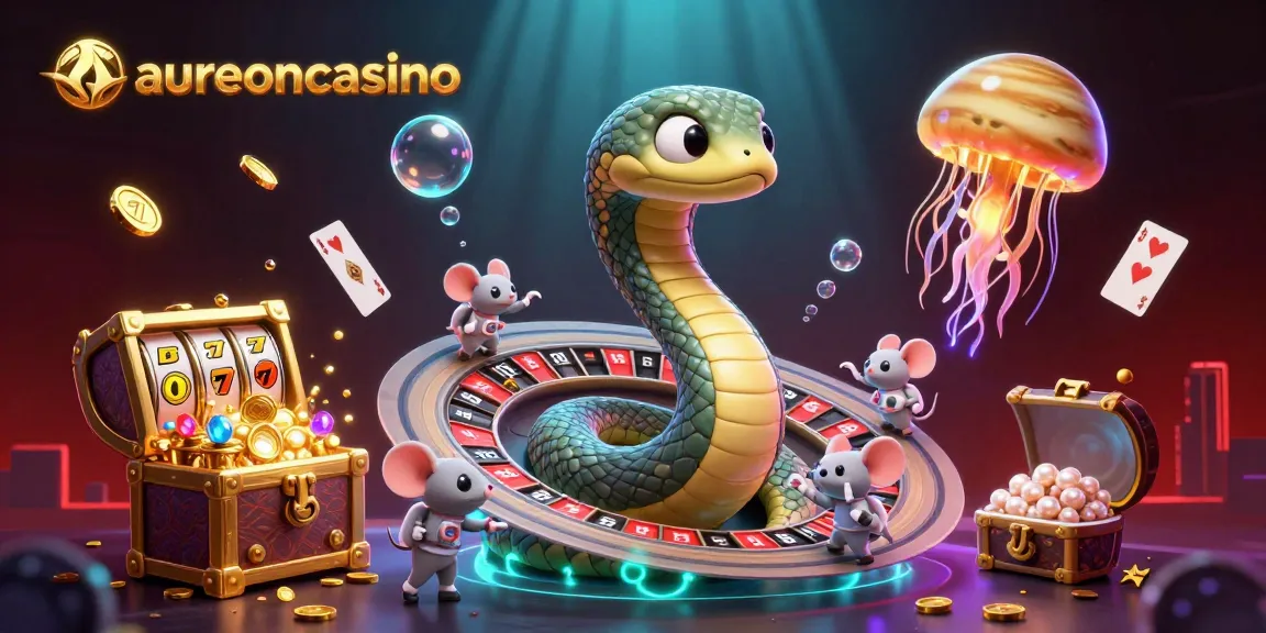 Aureoncasino players enjoying a vibrant cosmic lottery scene with betting action, slot reels, and a cosmic dealer.